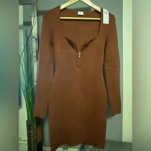 Womens Long Sleeve Half Zip Mini Dress SZ S - Picture 3 of 15